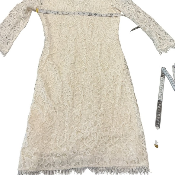DVF Zarita Lace Dress Ivory Size 4 Open V Back Long Sleeve Cocktail Wedding USA - Picture 8 of 12